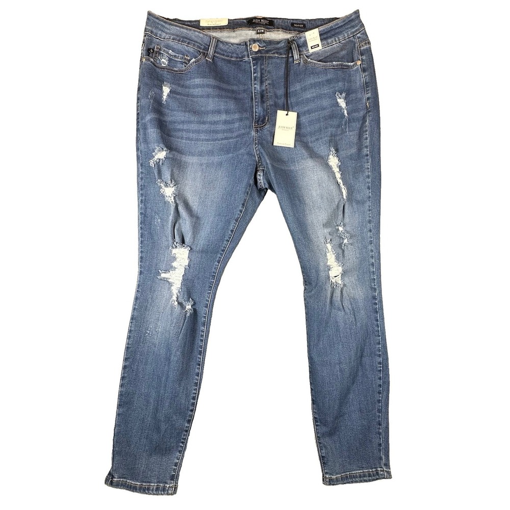 Judy Blue Skinny Jeans Denim 22W Distressed Stretch Boho Medium Wash Mid Rise
